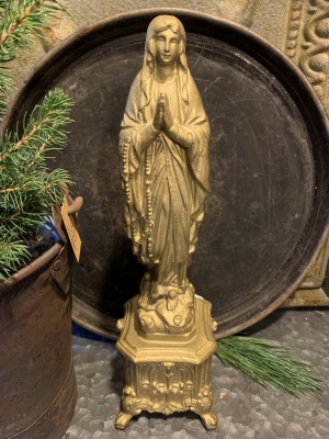 Mariabeeld goudkleurig gietijzer 